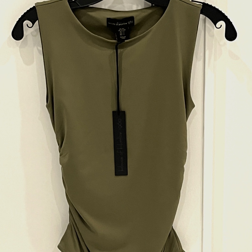 NWT House Of Harlow 1960 moss green thong bodysuit XS